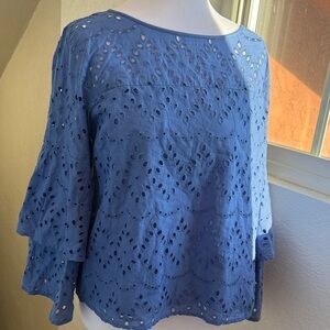 Ann Taylor Blue Eyelet Blouse